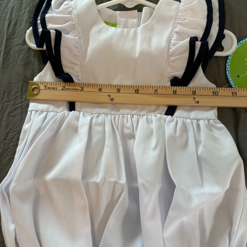 Classic Whimsy Flutter Sleeve Bubble Monogramable Romper. Size 24 months.
